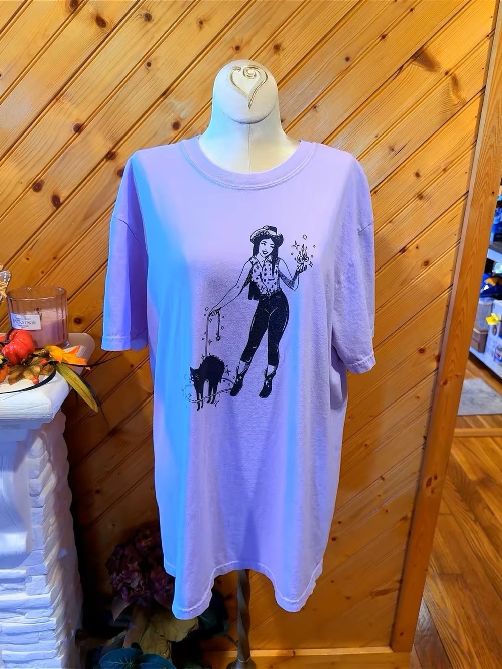 Comfort Colors Lilac Short-Sleeve Tee with Witchy Black Graphic